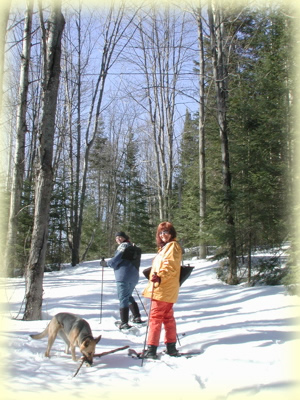Snowshoeing in the winter on our private trails